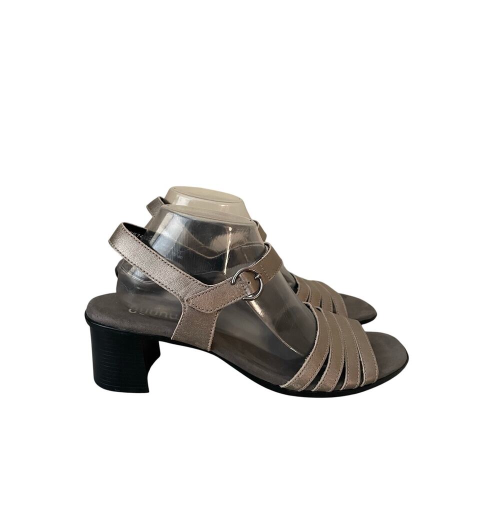 New Munro Hallie Womens Size 11 Taupe Metallic Block Heel Sandals